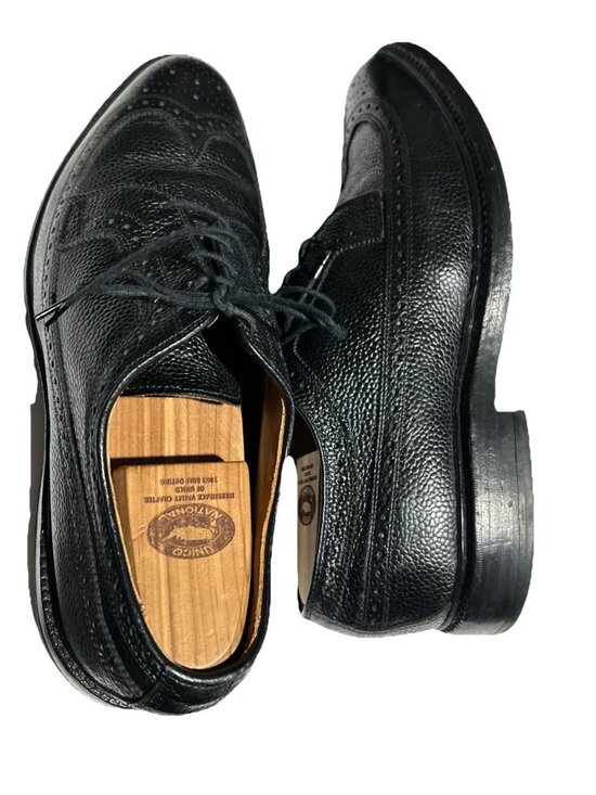 RARE Allen Edmonds Mens 10.5 EEE MacNeil Black Wide Pop Dress Shoes Wingtips main image 12